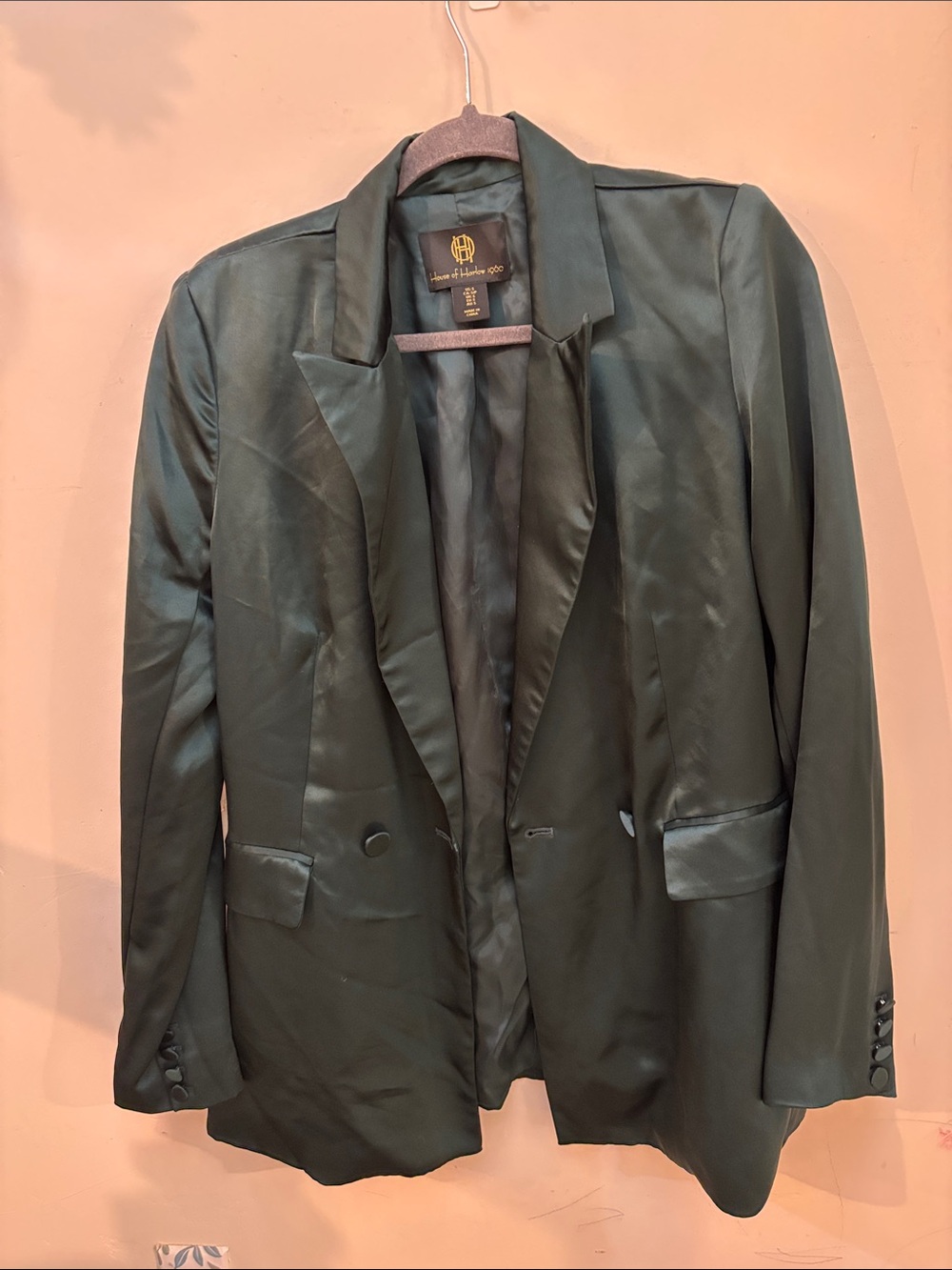 House of Harlow 1960 Dark Green Satin Blazer
